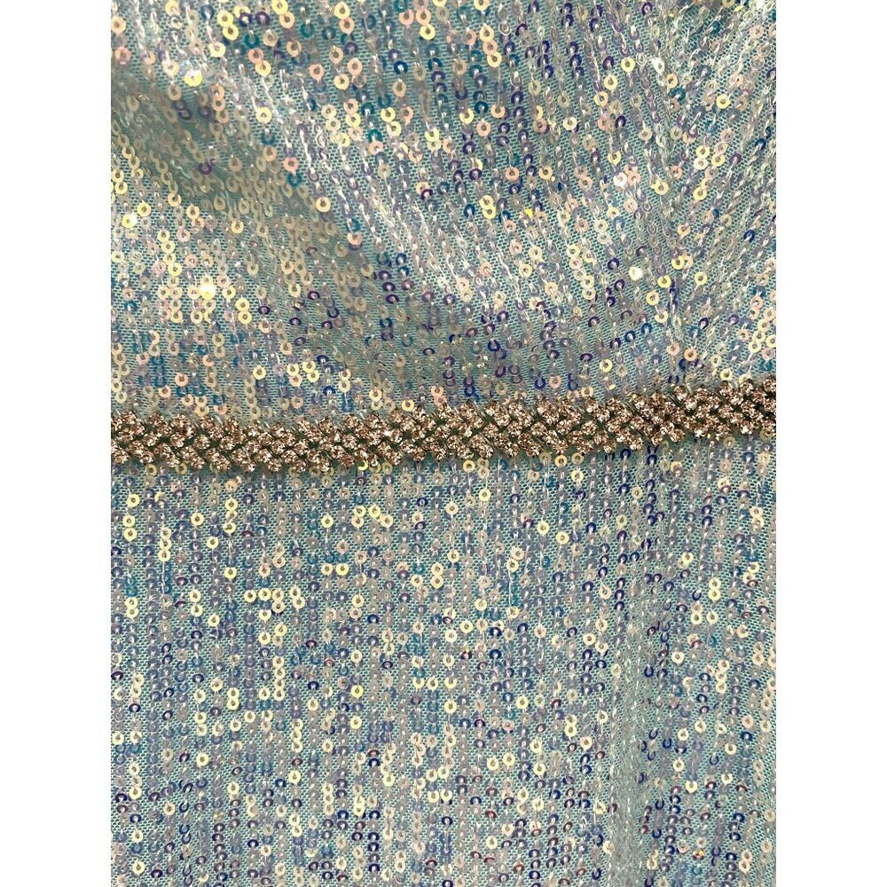 Mac Duggal 26942 Size 4 Sequin Rhinestone Blue Maxi Formal Dress NWT - Picture 6 of 8